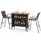 Coffee Outdoor Patio Bar Set with Storage 3 Piece Metal Fabric Bar Table and Chairs Ergonomic